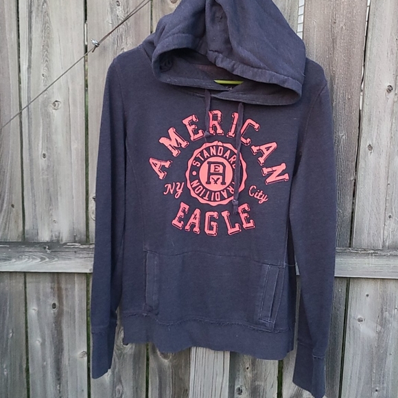 American Eagle Outfitters Tops - Hoodie Sweatshirt in Navy Blue & Coral Color